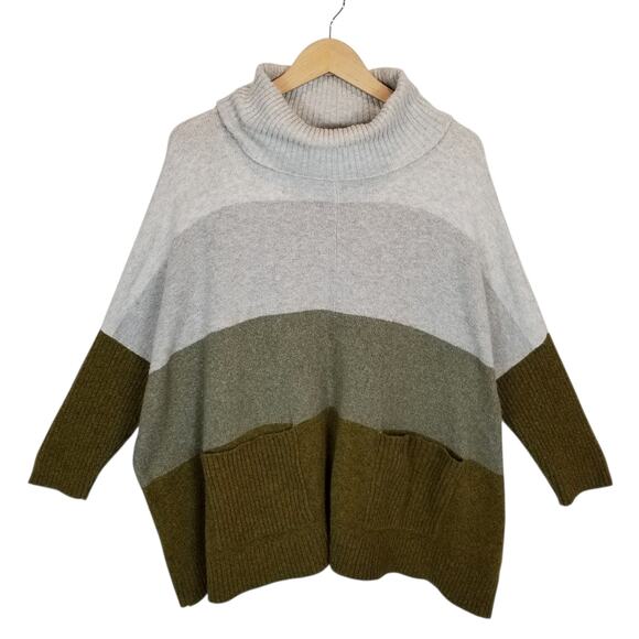 LOFT Women's Boxy Oversized Fit Cowl Neck Sweater Gray Green Size Large - Picture 1 of 5
